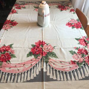 Vintage (1950's) Simtex Tablecloth Swag Pattern 52 x 52 Inches With Tag